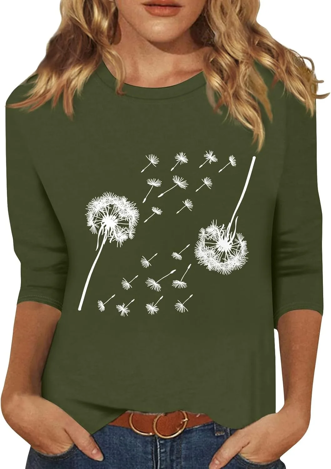 

Летний топ для женщин с 3/4 рукавом и графическим принтом FQZWONG