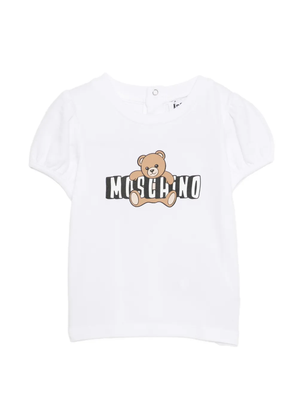 

Футболка с принтом мишки и рукавами-фонариками Moschino Kids, белый