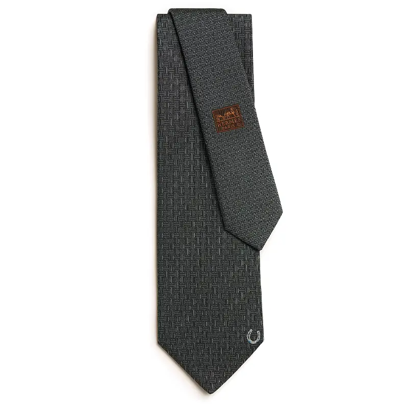 

HERMES Мужской шелковый галстучный антрацит, Anthracite