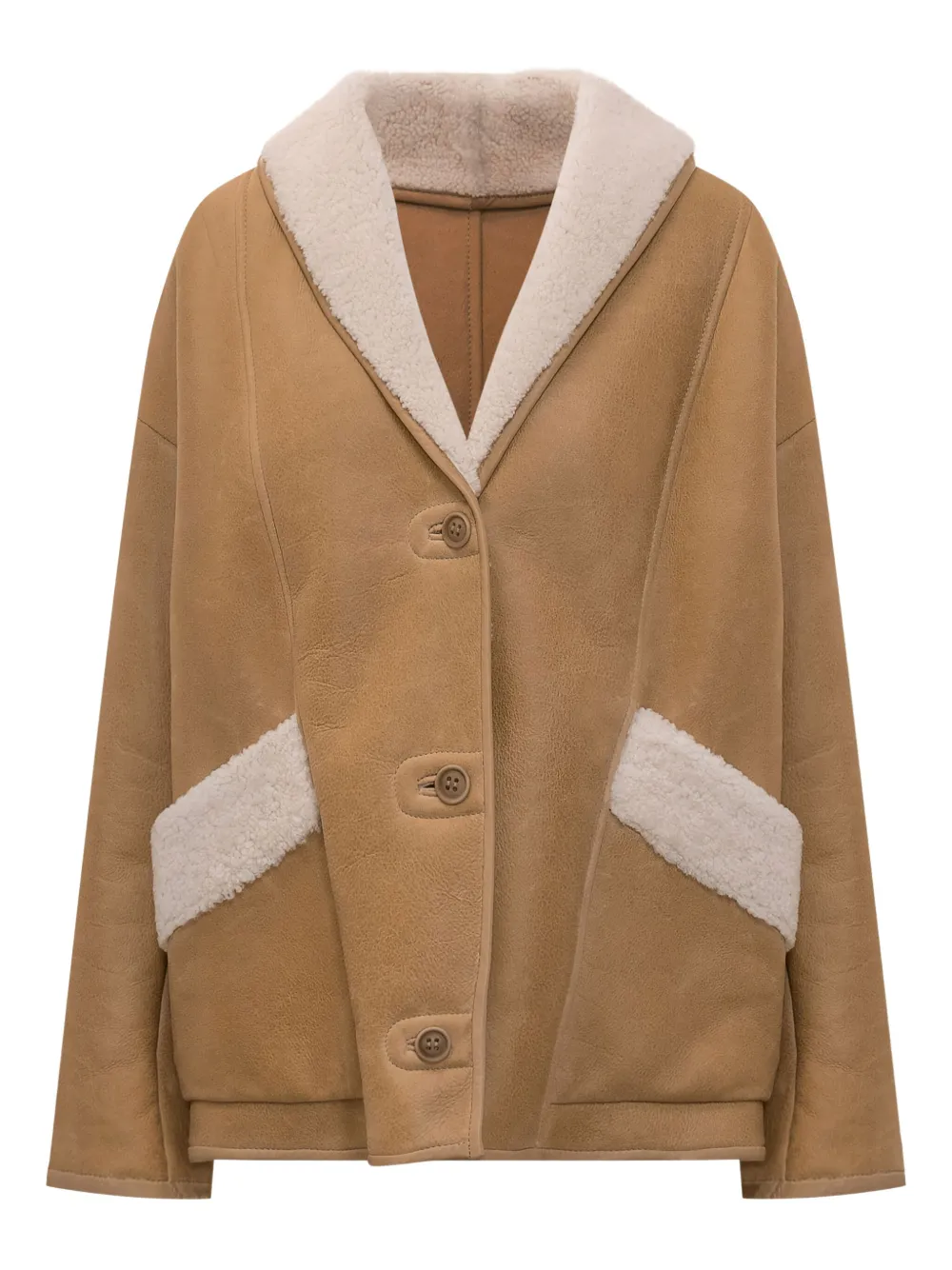 

Пальто с овчинными вставками Salvatore Santoro, коричневый