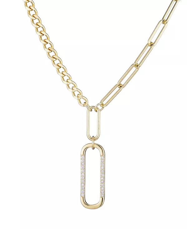 

Ожерелье с овальным кулоном из золота с кубическими цирконами Adornia, gold