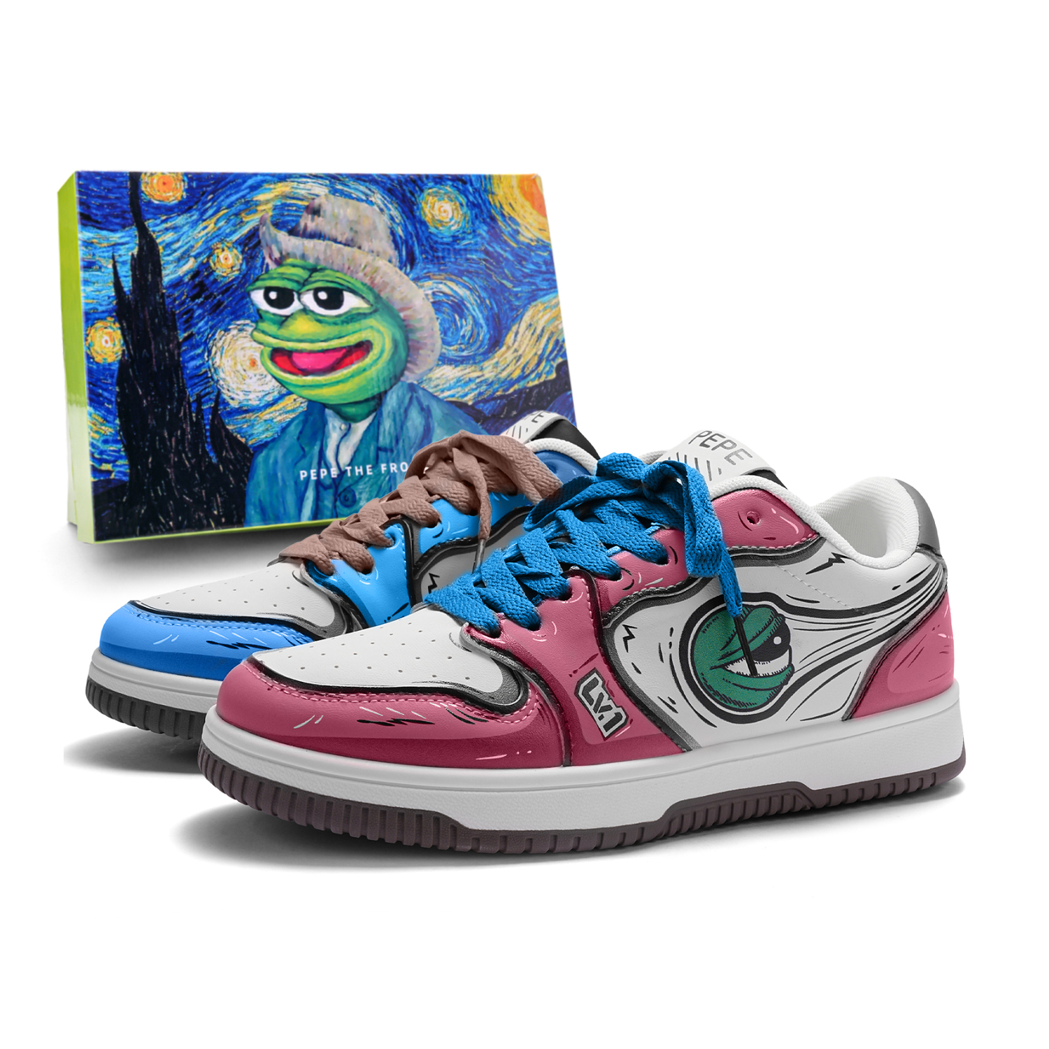 

Pepe The Frog Низкие скейтерские кеды унисекс экрю, цвет Ecru
