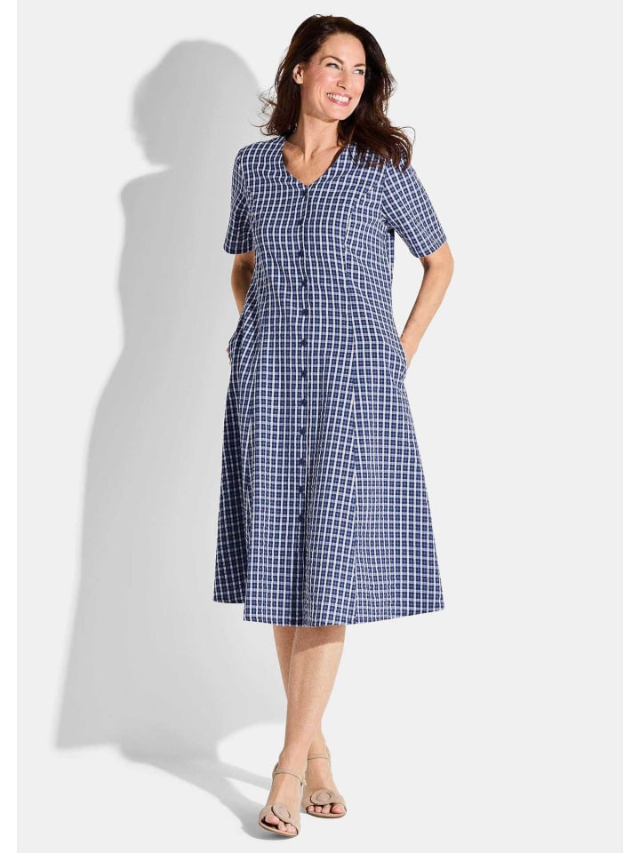 

Летнее платье, хлопковое платье в клетку синего/белого/узорчатого цвета. GOLDNER