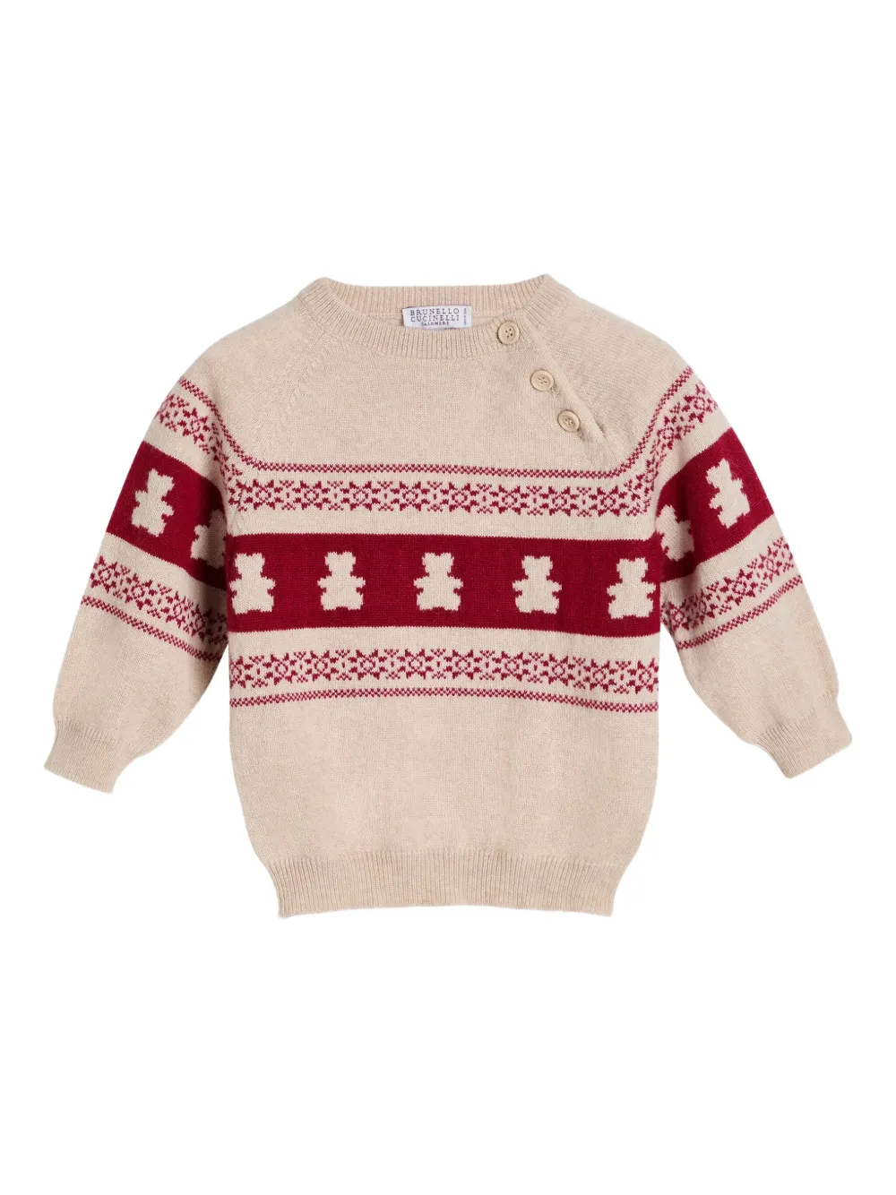 

Свитер Bernie Baby с пуговицами Brunello Cucinelli Kids, нейтральный