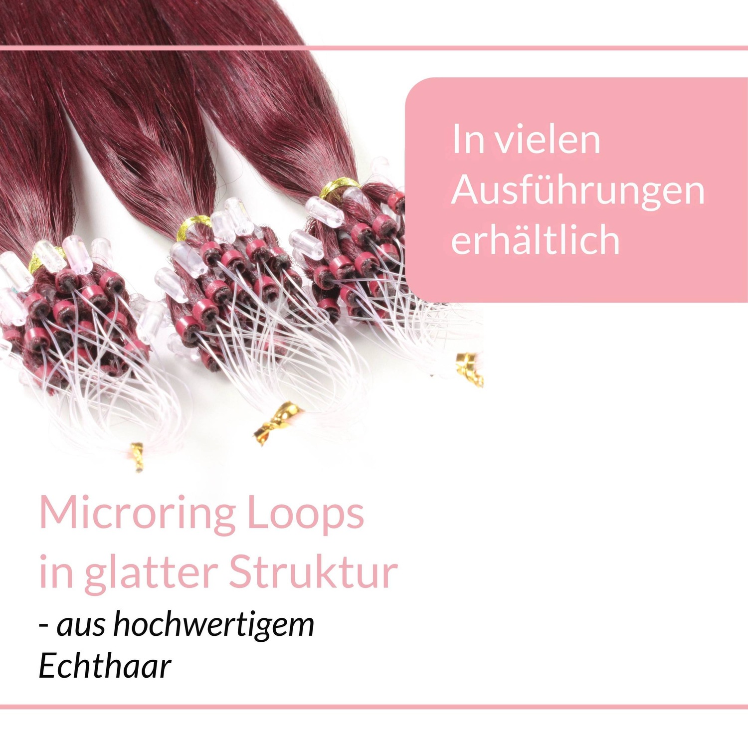 Накладные волосы microring extensions echthaar #55/66 hellbraun intensiv violett-intensiv 1g Hair2Heart, 50cm, количество 25 шт. — фото 3