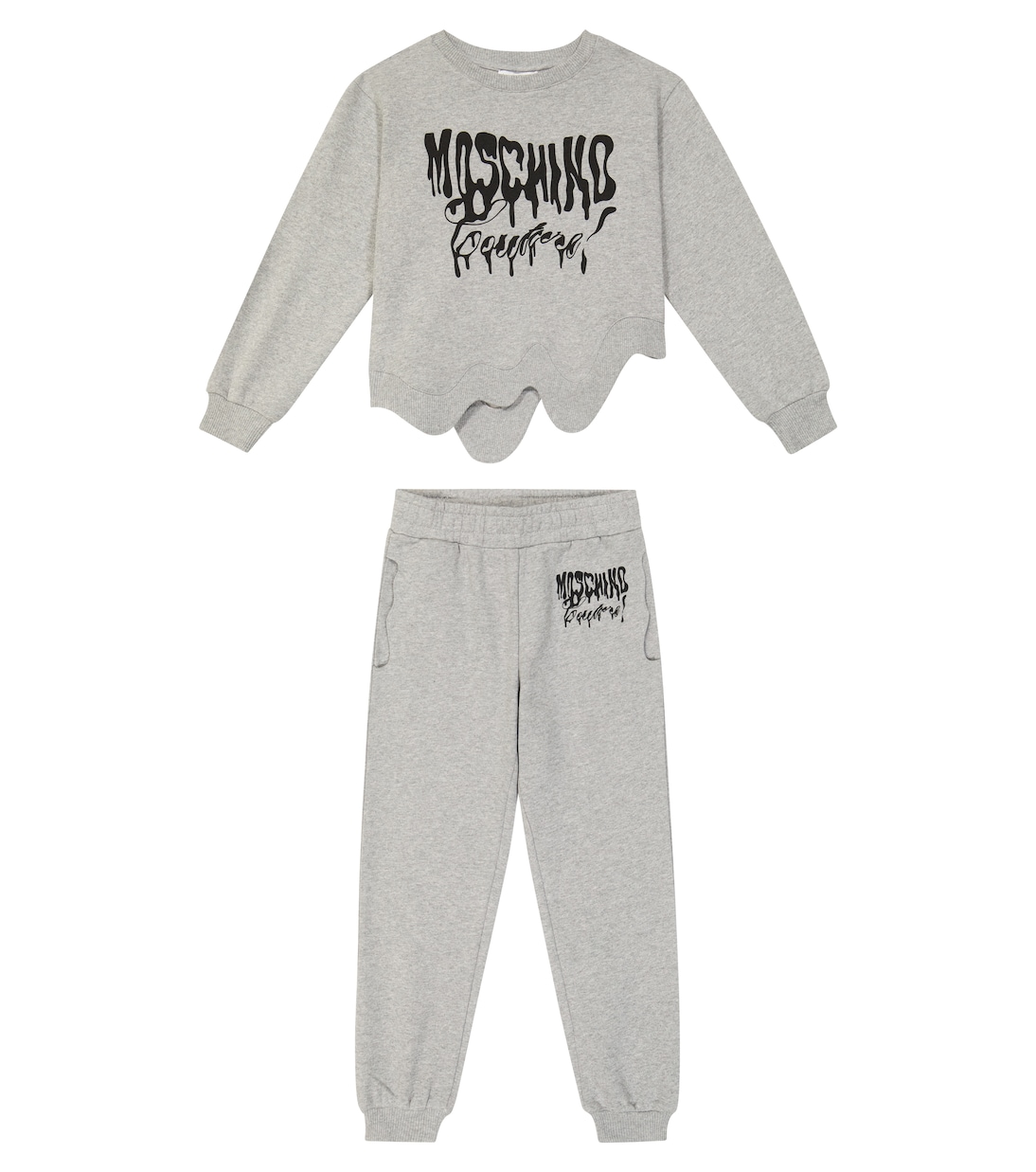 

Комплект из хлопкового трикотажа и спортивных штанов Moschino Kids, Melange Grey