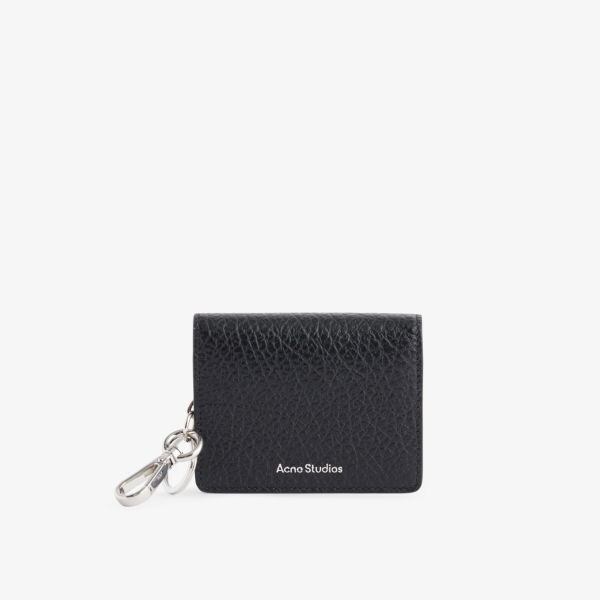 

Кожаный брелок для карт с тисненым логотипом и брелок для ключей Acne Studios, черный