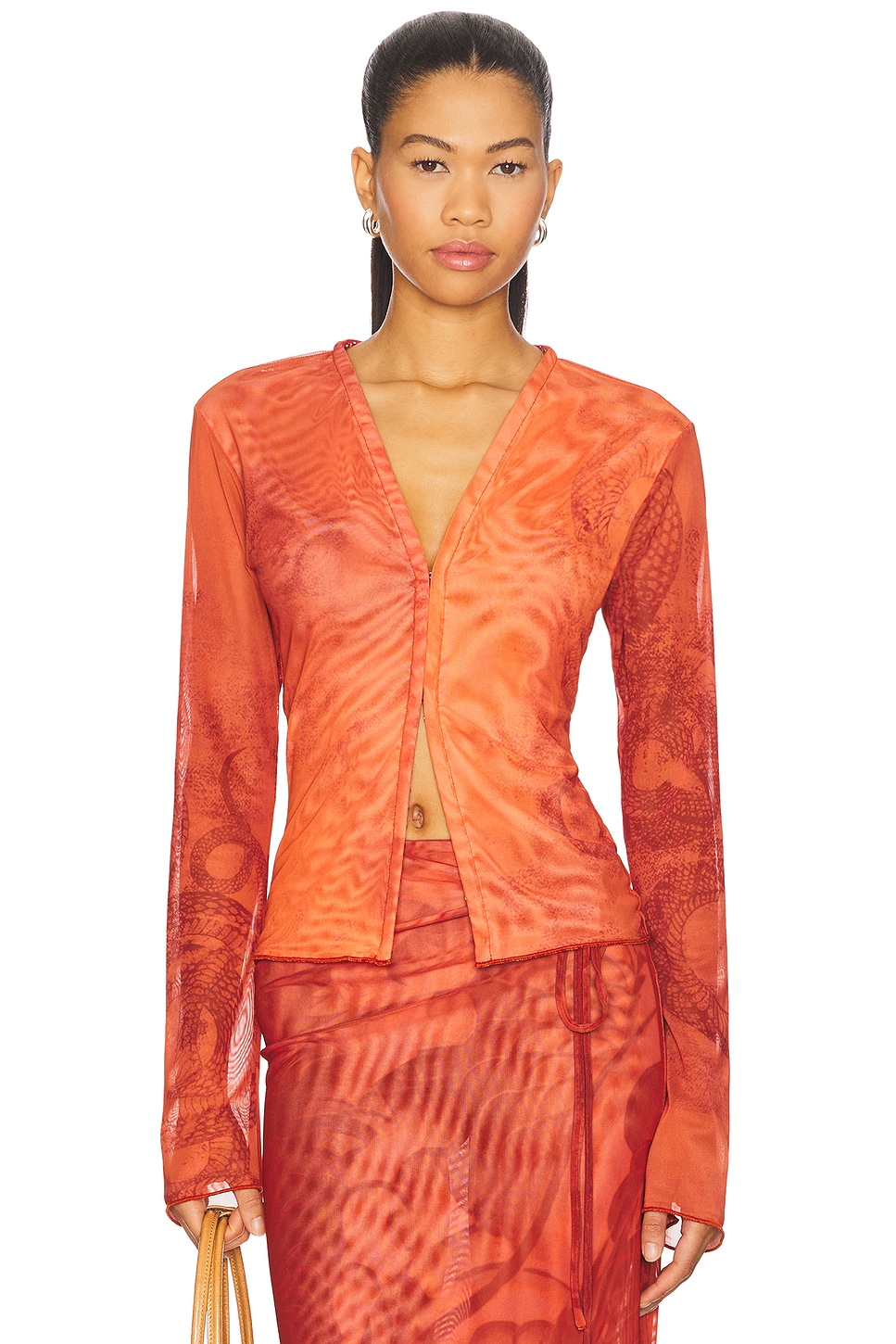 

Длинный кардиган Jade Cropper, red snake print