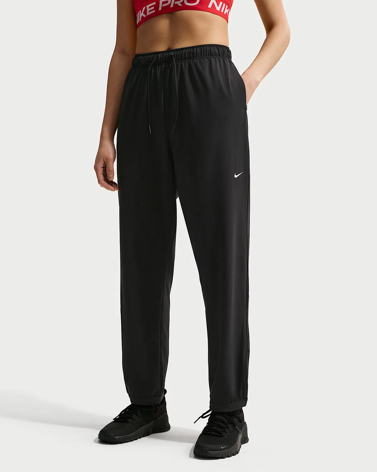 Женские тренировочные брюки Nike Pro Dri-FIT со средней посадкой, Black/White — фото 2