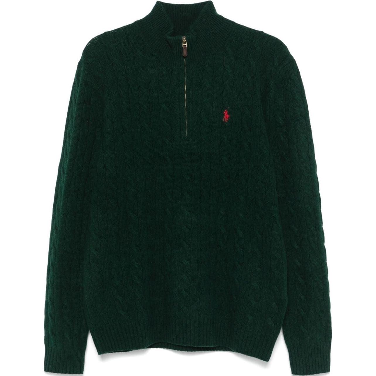 Свитер кабельной вязки Polo Ralph Lauren, темно-зеленый — фото 3