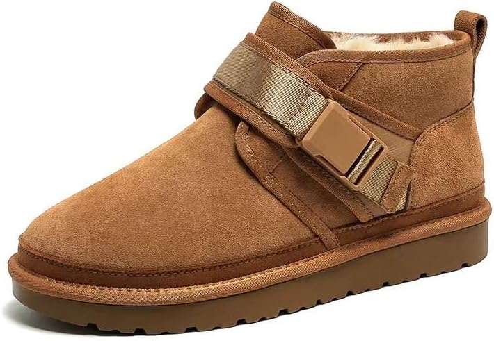 

Унисекс зимние платформенные снежные ботинки Azttoztto из натуральной кожи, с застежкой на пряжку, мягкой подкладкой, парные, с удобной подошвой на танкетке, коричневый