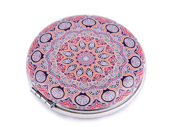 

Зеркало карманное Мандала, эко-кожа., Mandala, розовый
