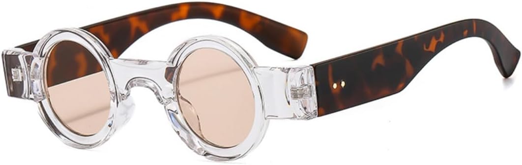 

Ретро маленькие круглые женские солнцезащитные очки в стиле панк с защитой от УФ-излучения UV400, модные очки с прозрачными линзами цвета океана, мужские модные очки с заклепками VVTWSSW, 4