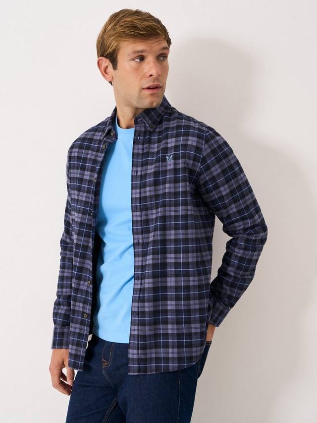 

Чёрная рубашка с воротником на пуговицах из хлопка в клетку Black Watch Crew Clothing, Dark Blue