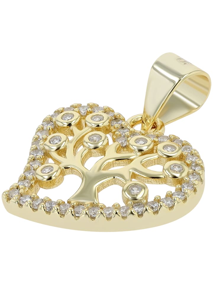 

Adeliás Женский кулон - кулон в форме сердца из серебра 925 пробы с кубическим цирконием в золотой оправе