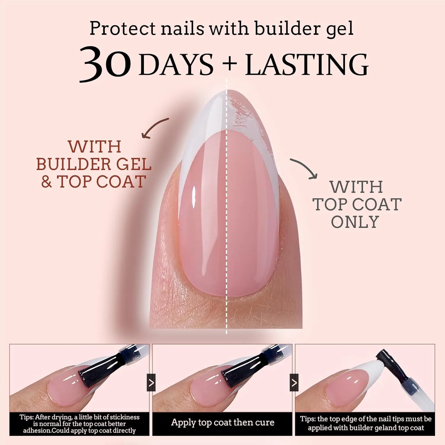Короткие квадратные накладные ногти BTArtbox French Press On Nails, розовые Btartbox, French Pink-Xs Square — фото 4