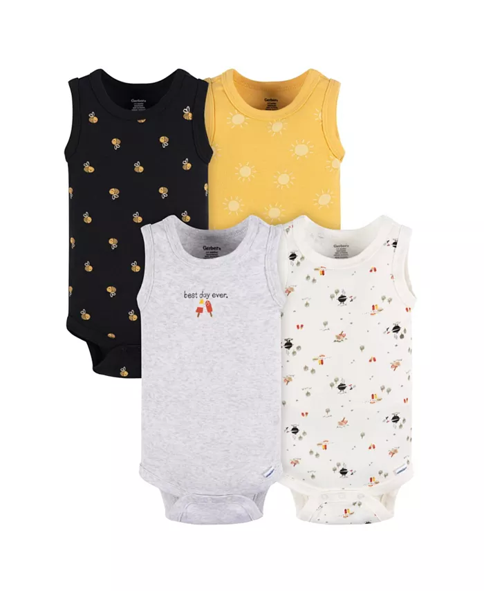

Боди без рукавов для девочек, 4 шт Gerber, желтый