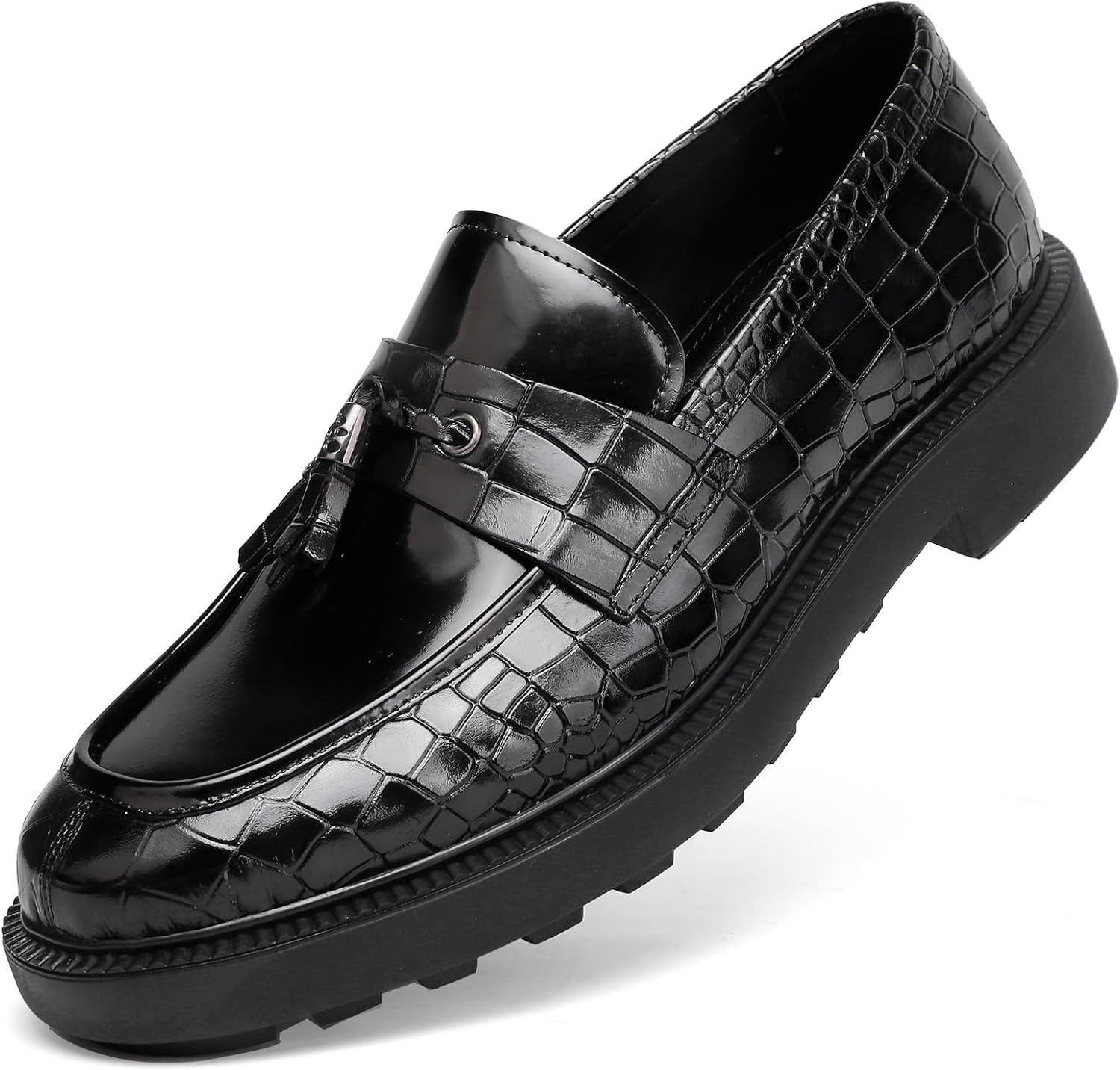 

Мужские туфли из натуральной кожи, повседневные с пряжкой, деловые, классические лоферы, формальные слипоны, пенни-лоферы для вечеринок Generic, черный