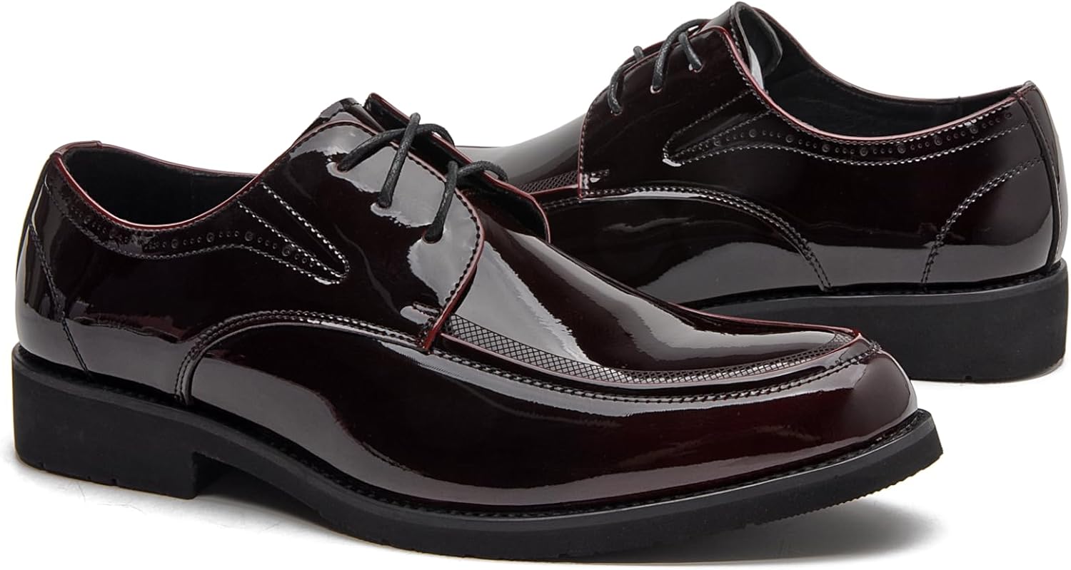 

Мужские оксфорды из лакированной кожи Sokexhiz, классические дерби на шнуровке, винно-красные, черновато-зеленые