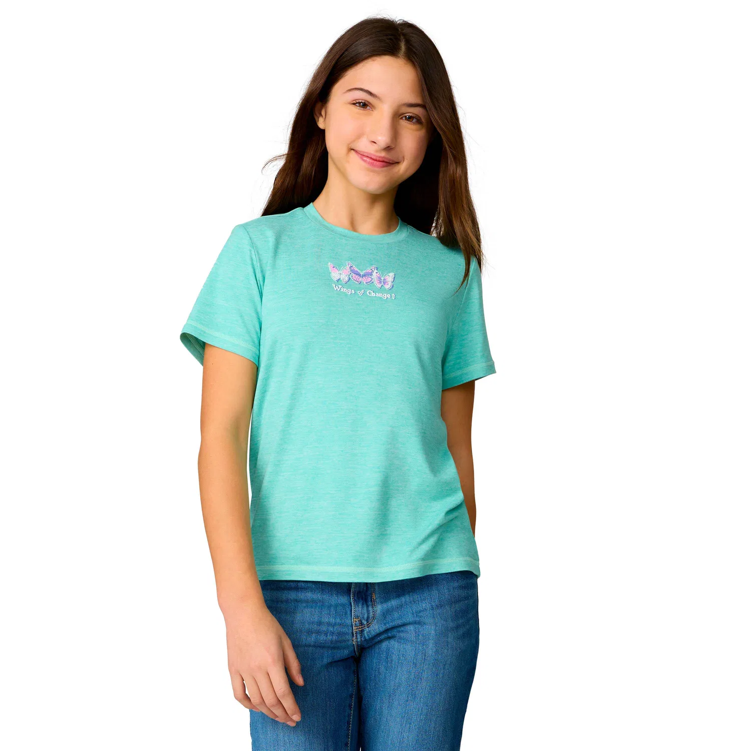 Футболка Free Country Girls' Microtech Graphic Crew Neck Shirt, Seafoam