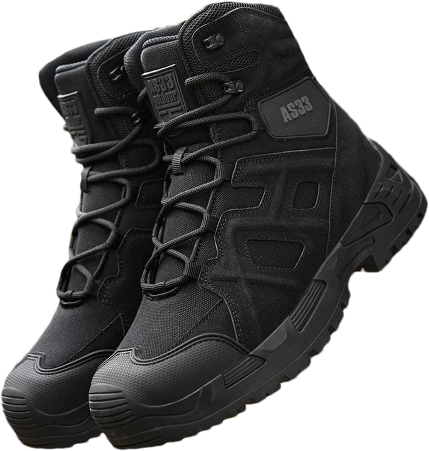 

Мужские тактические ботинки, мужские военные тактические боевые ботинки, защитная стильная рабочая обувь с противоскользящей подошвой, для походов, боевых задач, легкие Xmncg, черный