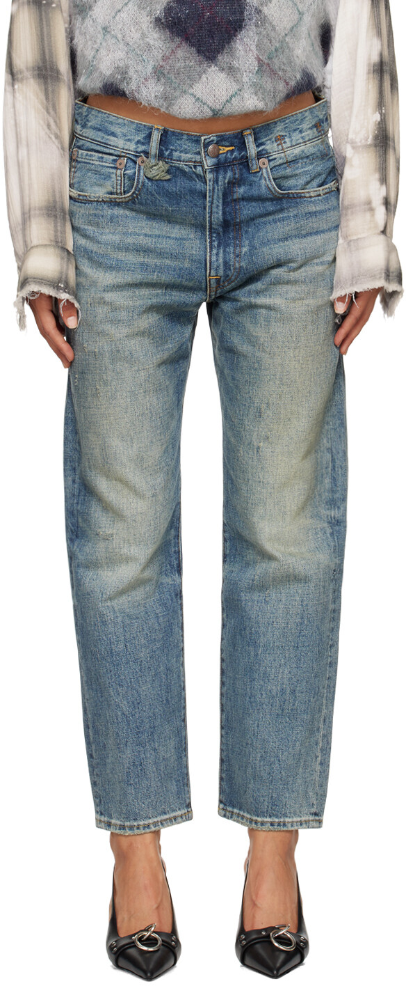

Синие джинсы бойфренды R13, Clinton blue