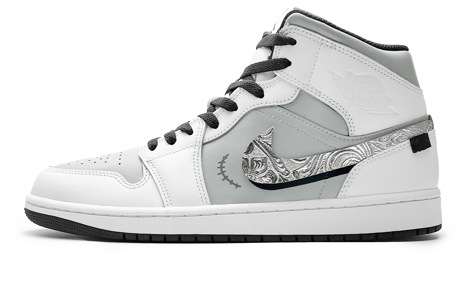 

Air 1 нескользящие износостойкие мид-топ винтажные баскетбольные кроссовки мужские light gray Jordan, светло-серый