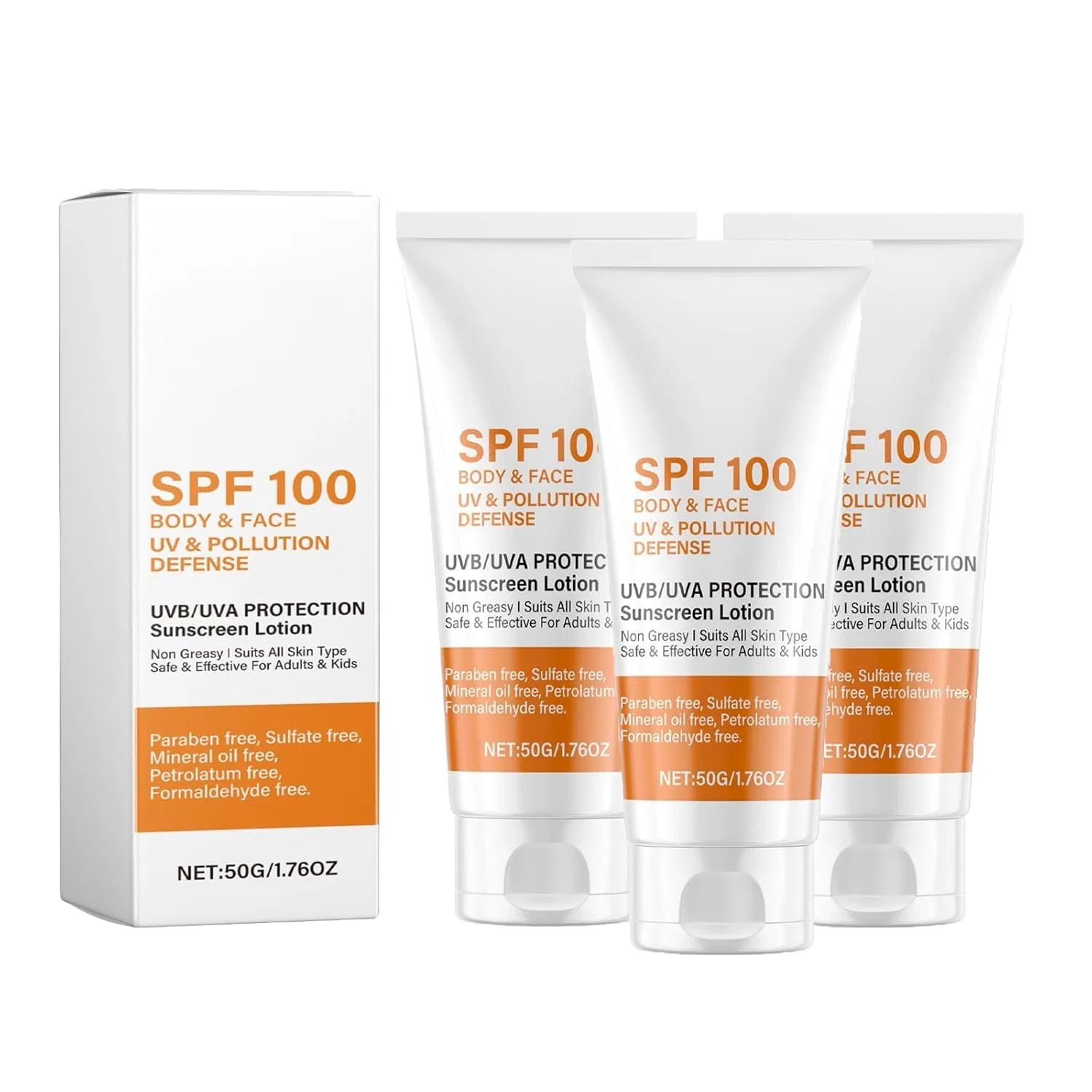 Солнцезащитный крем для лица и тела SPF 100 Nthfecg, 3Pc