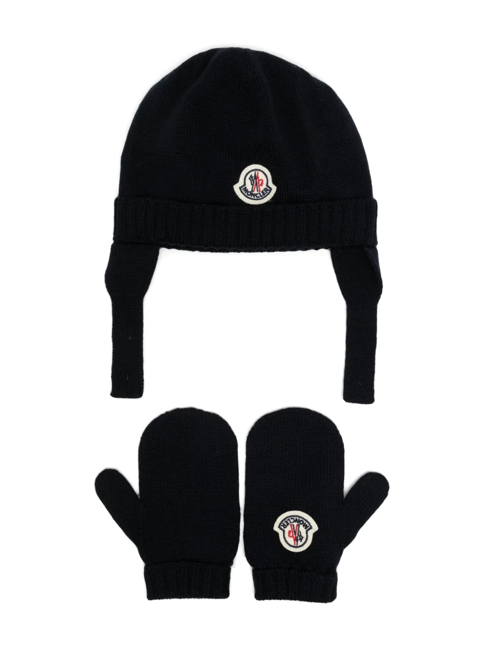 

Комплект из шапки и варежек с логотипом Moncler Enfant, синий
