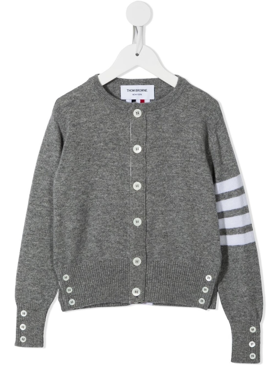 

Кашемировый кардиган с полосками 4-Bar Thom Browne Kids, серый