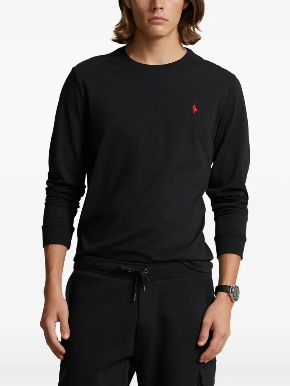 Футболка с длинными рукавами из джерси Polo Ralph Lauren, черный — фото 3