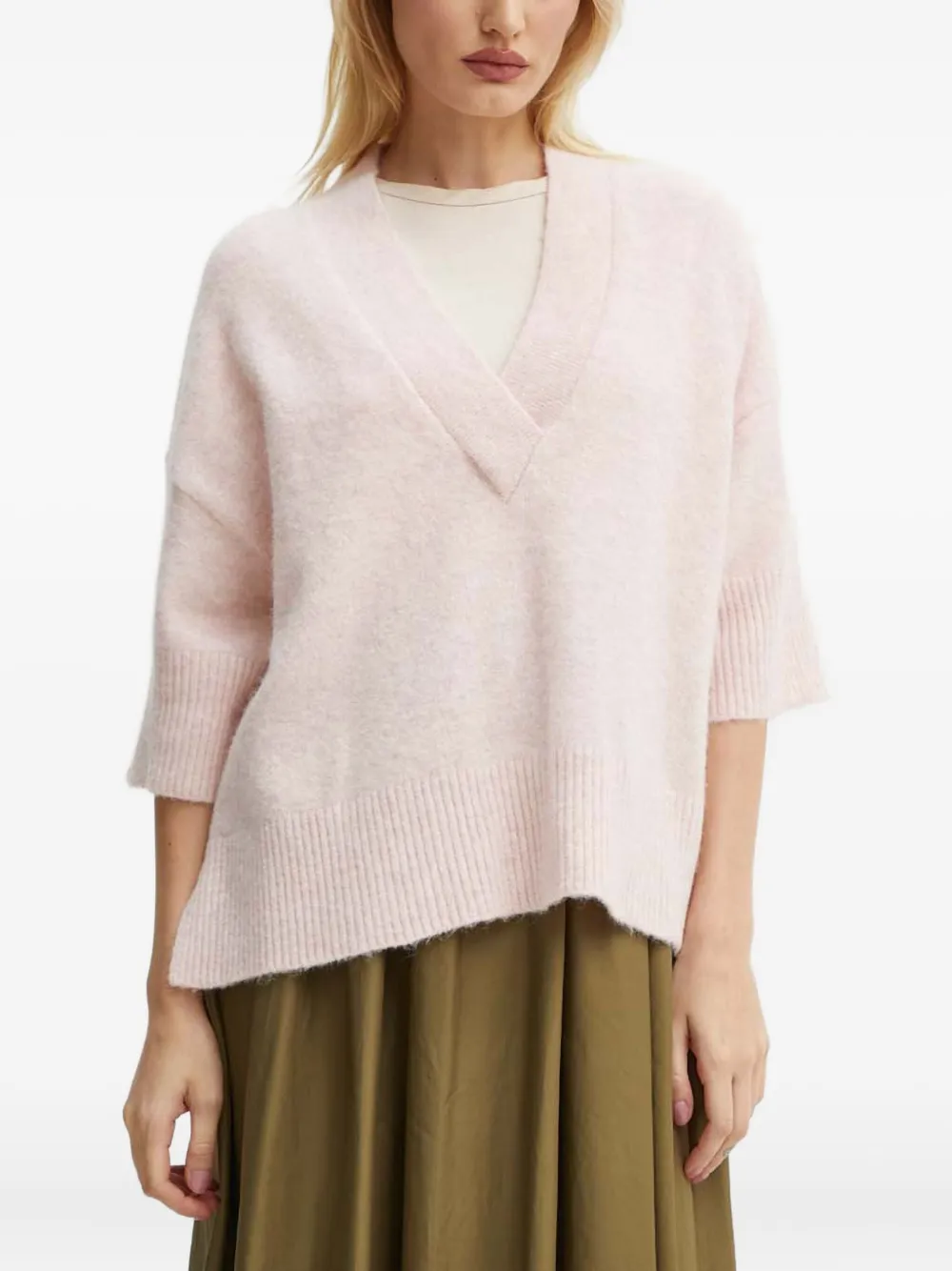 

Рифленый свитер с V-образным вырезом Selda Day Birger Et Mikkelsen, розовый