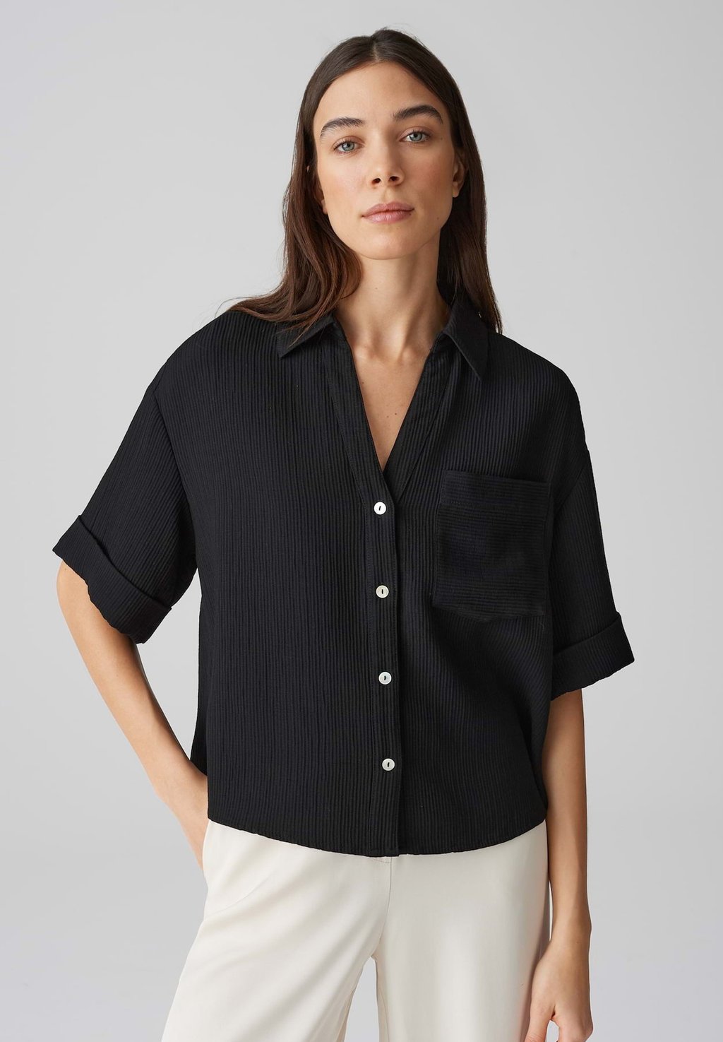 

Блузка на пуговицах LOOSE FIT CRINKLE OPUS, черный
