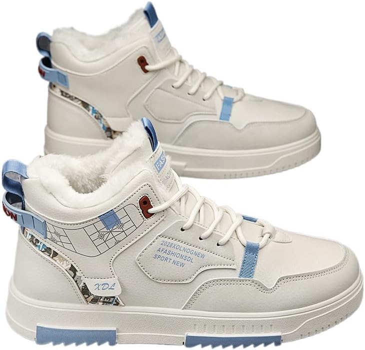 

Мужские высокие зимние ботинки для прогулок с меховой подкладкой, теплые повседневные кроссовки, легкие и удобные наружные ботинки с мягкой подошвой Hhhchpm, бежевый