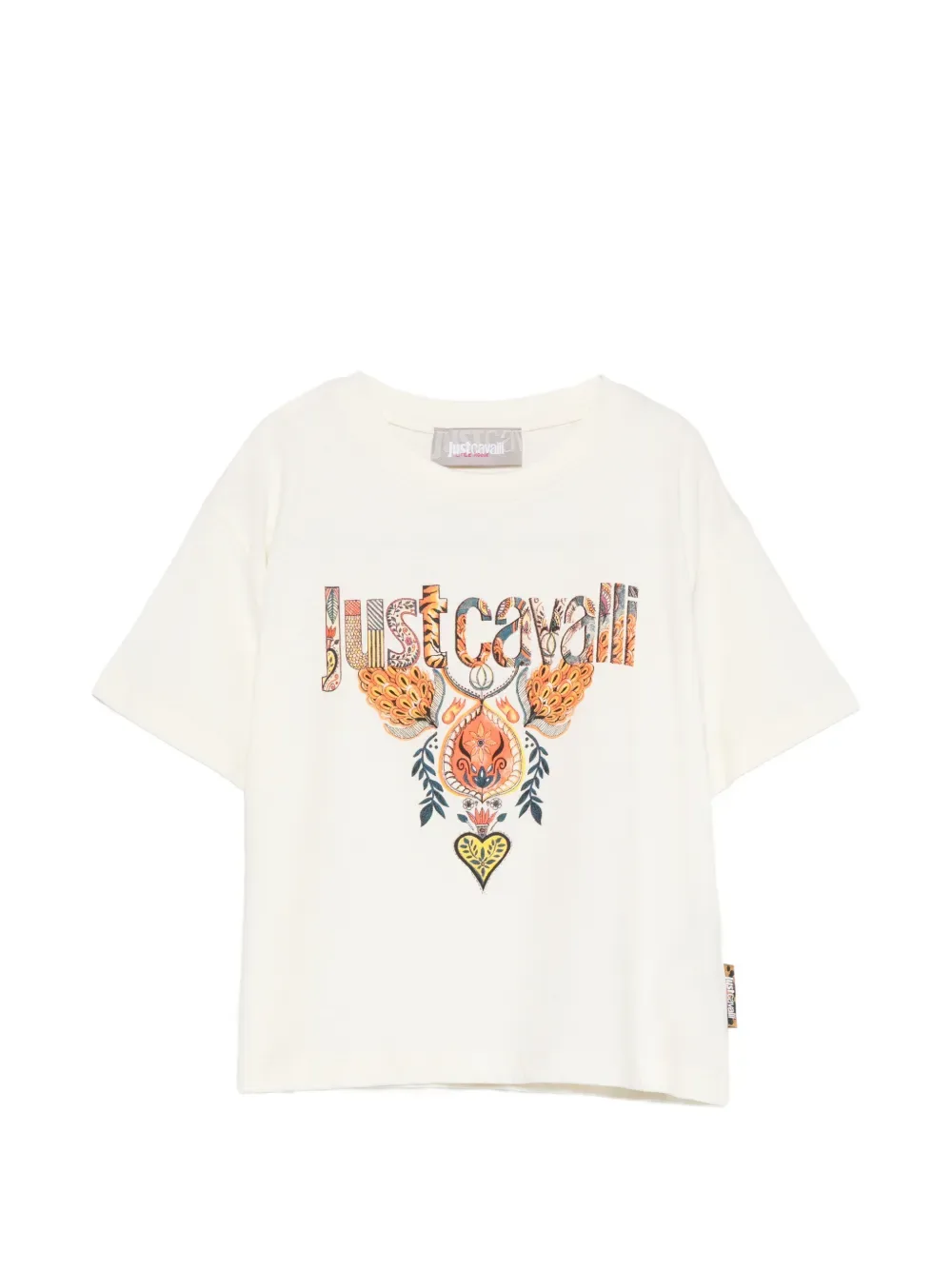 Футболка с цветочным принтом Just Cavalli, бежевый