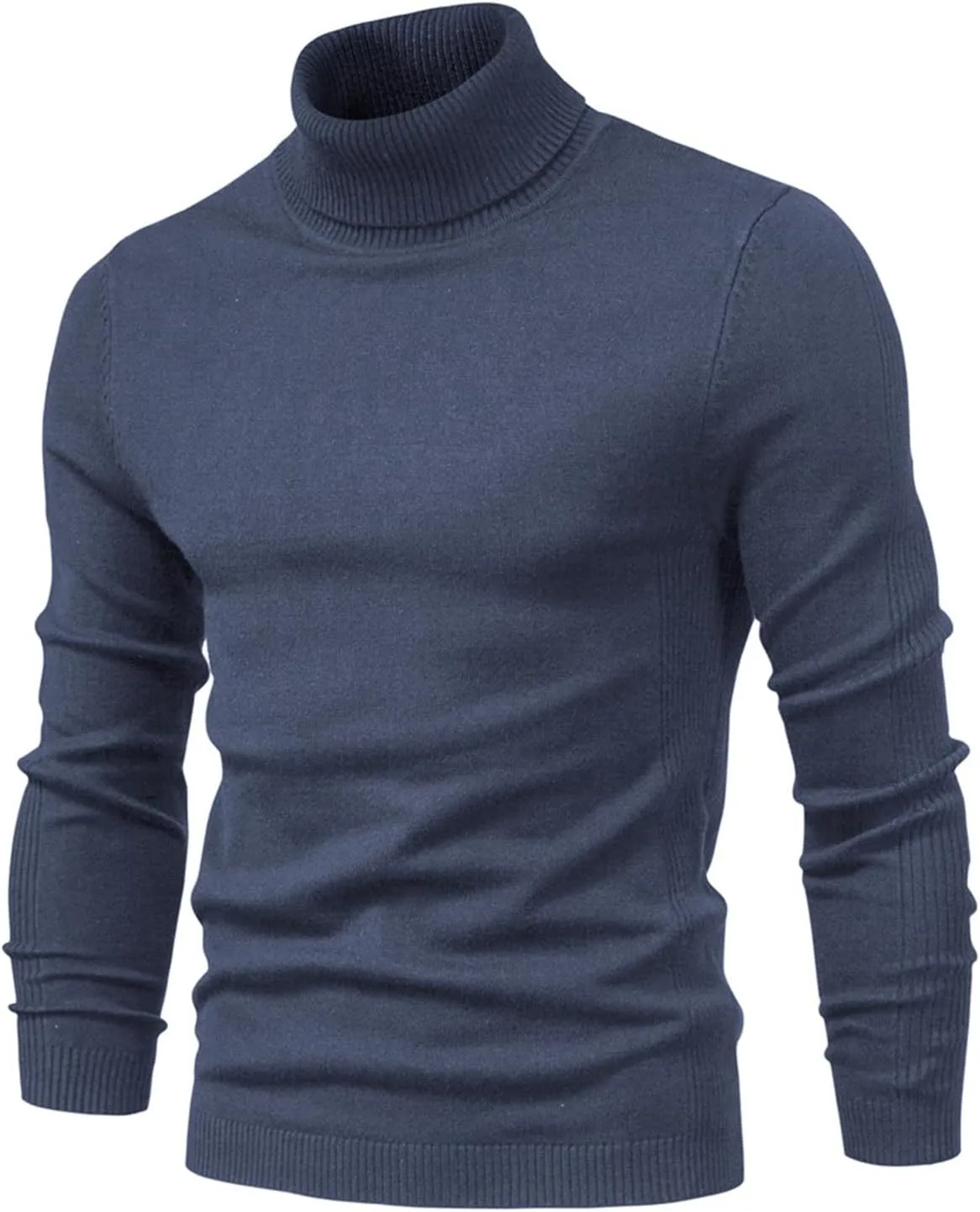 

Wankang мужской водолазка с длинным рукавом, вязаный свитер Casual Slim Fit, однотонный кабельный узор