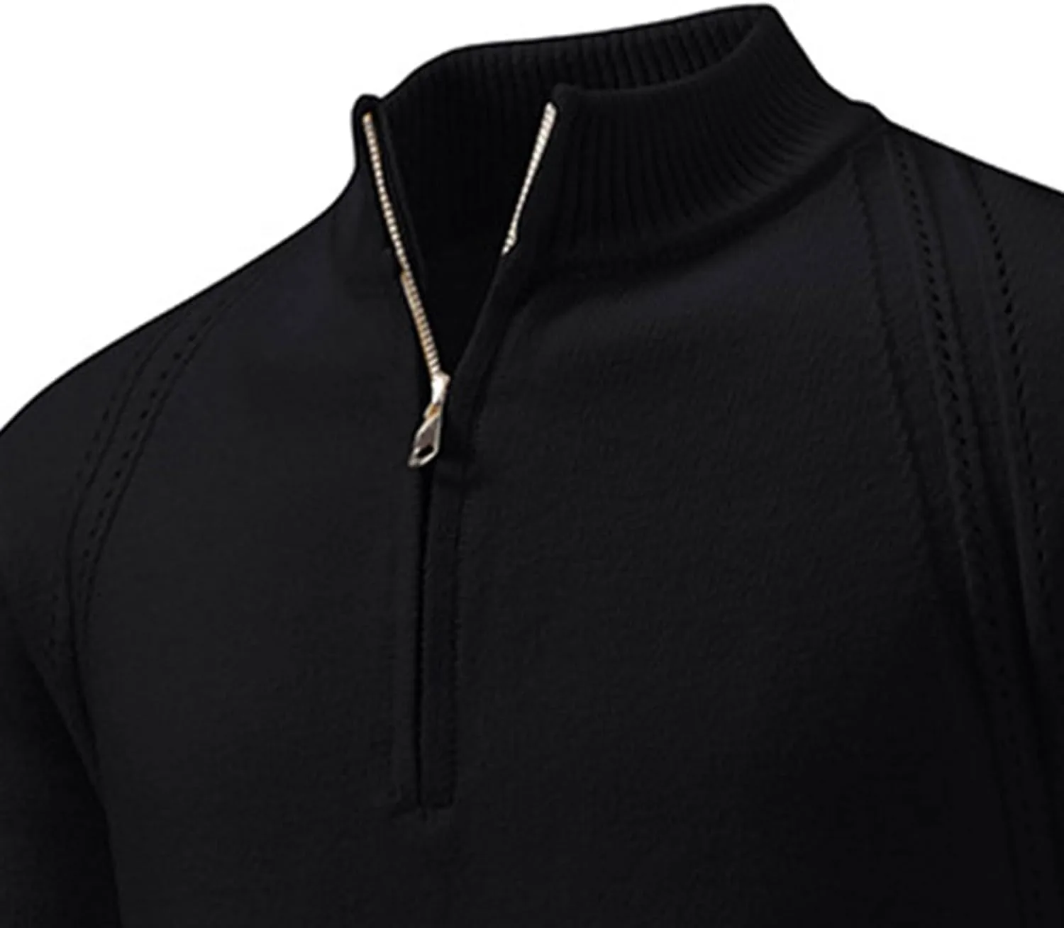 Мужской пуловер с четвертью молнии Slim Fit легкий свитер Casual Mock Neck — фото 4