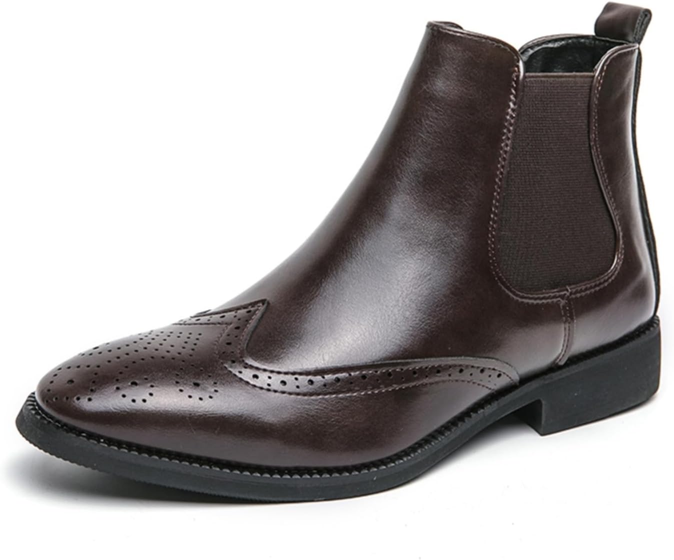 

Мужские коричневые кожаные ботинки Chelsea Aokisx, бродерская отделка - детализированные ботинки до щиколотки с теплой хлопковой подкладкой, стильные и удобные для зимы