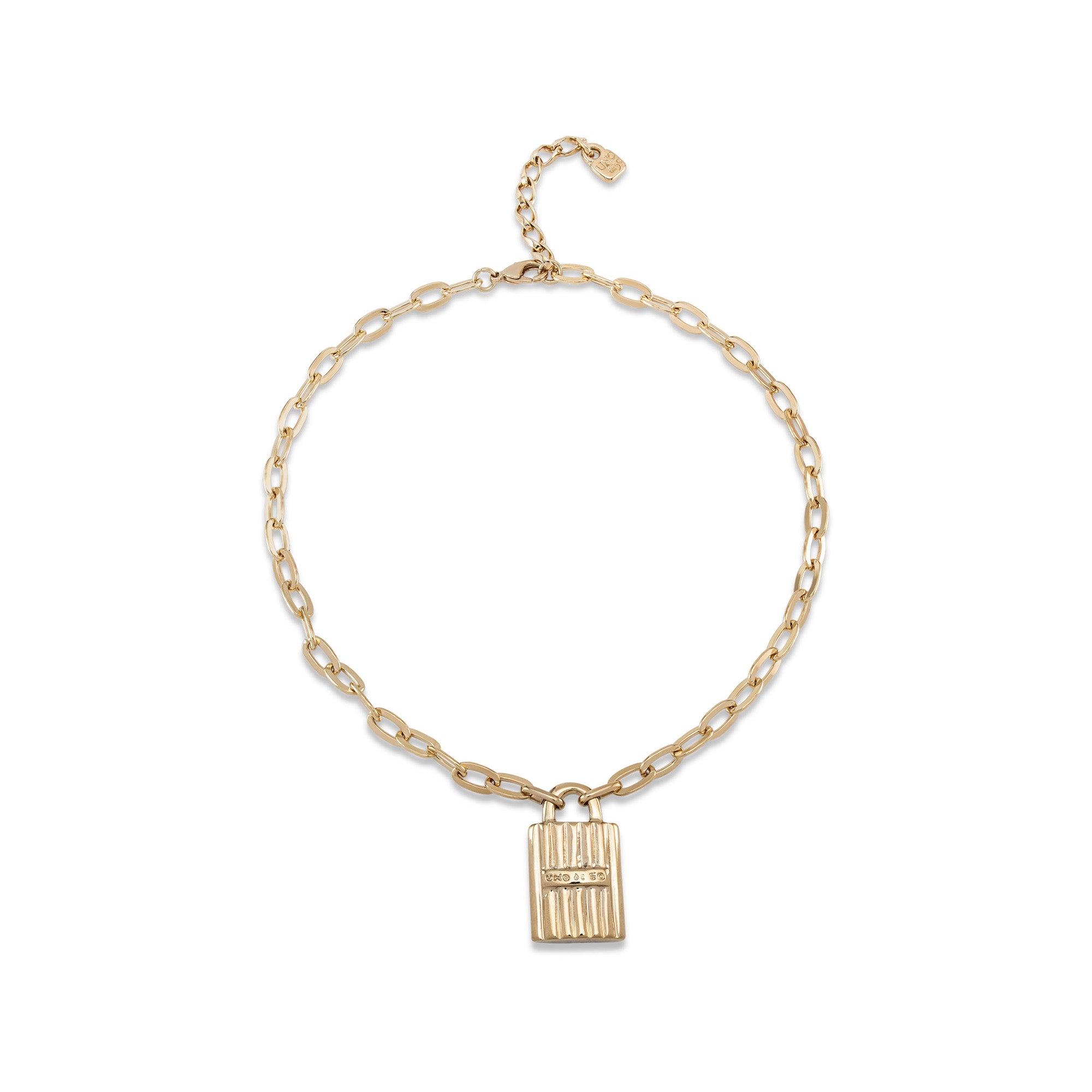 

Ожерелье из металлического сплава с покрытием из 18-каратного золота со средними звеньями и центральным замком Unode49, золотой