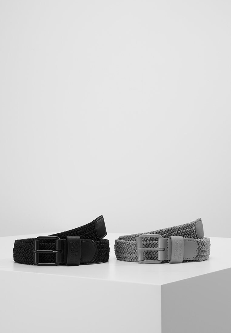

Плетеный ремень ELASTIC BELT 2 PACK Urban Classics, черный/серый