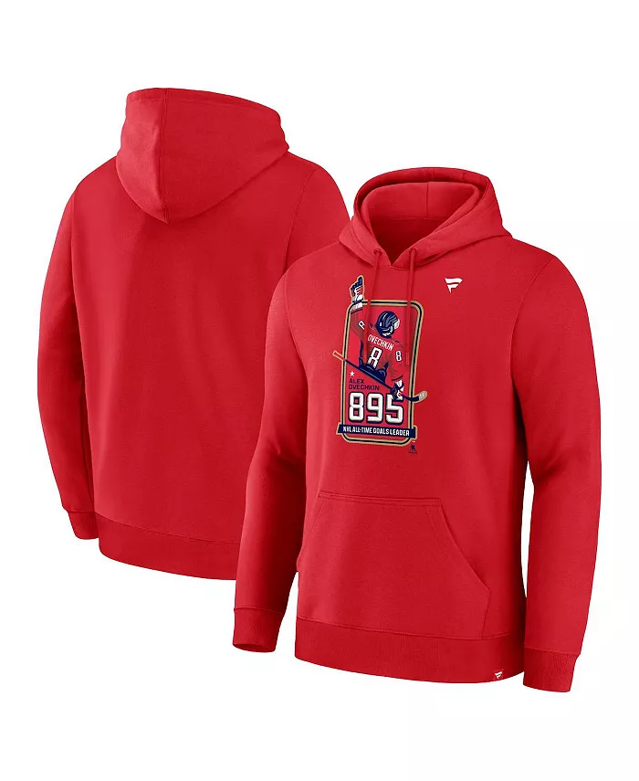 

Мужская толстовка с капюшоном Alexander Ovechkin Athletic Red Washington Capitals NHL All-Time Leading Goal Scorer 895 Logo Pullover Hoodie Fanatics