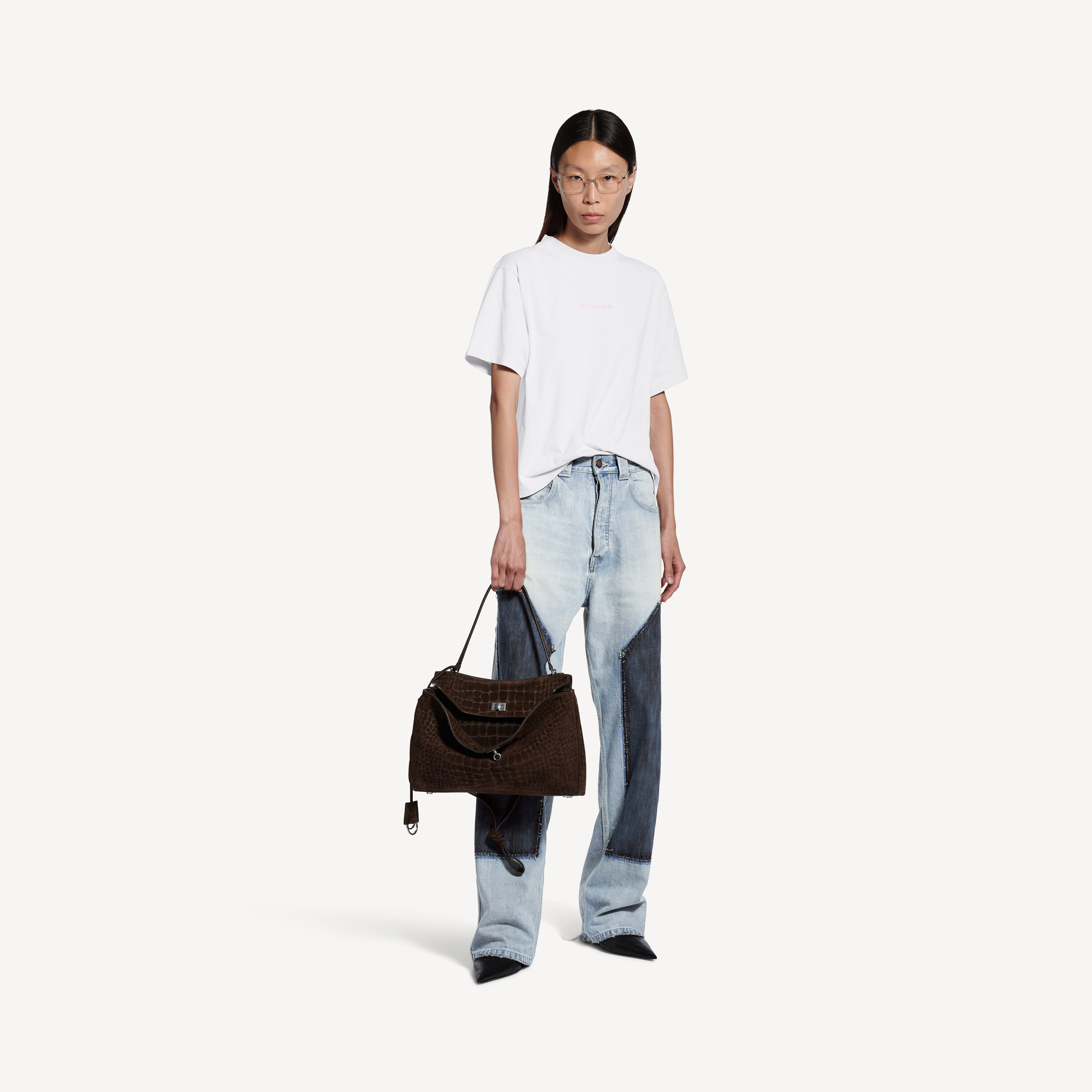 Женская футболка Balenciaga Back среднего кроя, грязно-белая — фото 2