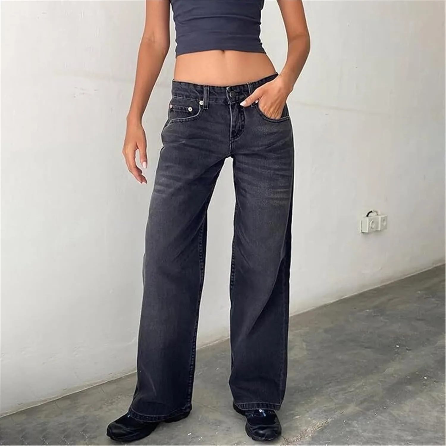 Женские джинсы 2025 Low Rise Baggy Boyfriend Loose Fit Straight Wide Leg — фото 3