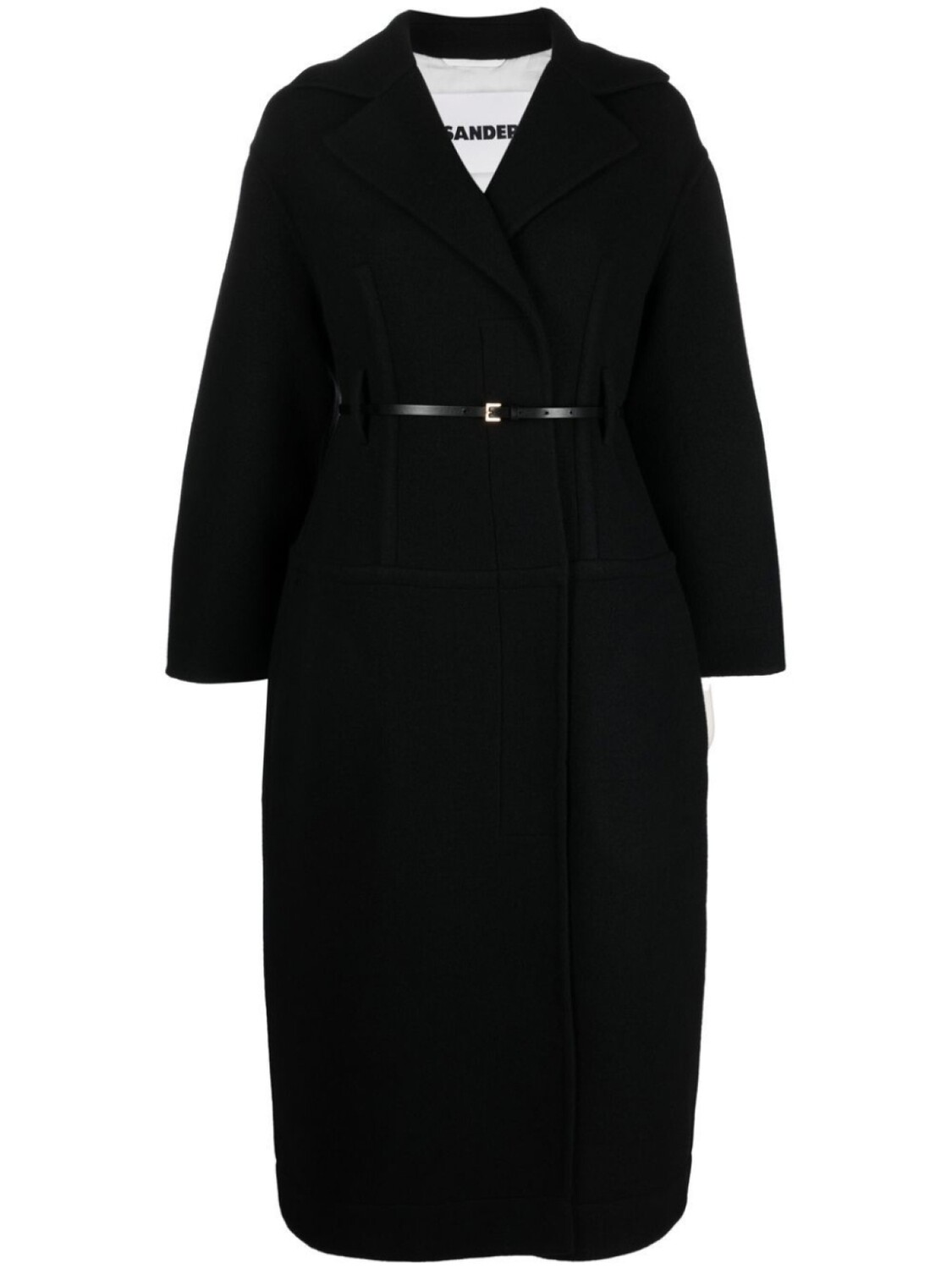

Шерстяное пальто с поясом Jil Sander, черный