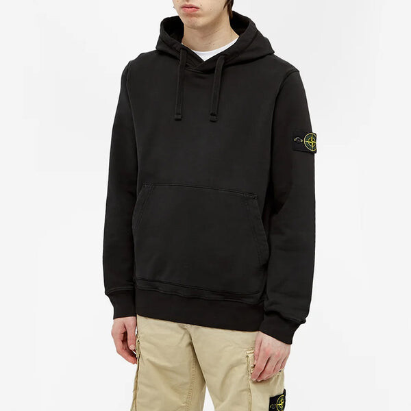 Толстовка garment dyed popover hoodie 'black' Stone Island, черный — фото 3