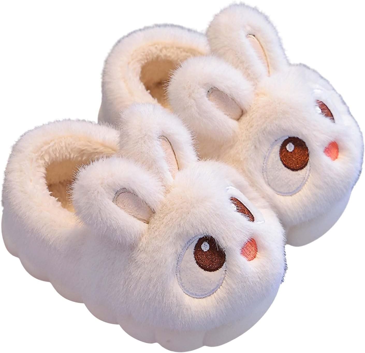 

Мягкие мультяшные тапочки с ушками кролика для малышей, с эффектом памяти, теплые, для детей, мальчиков и девочек, уютные хлопковые тапочки для дома Generic, белый