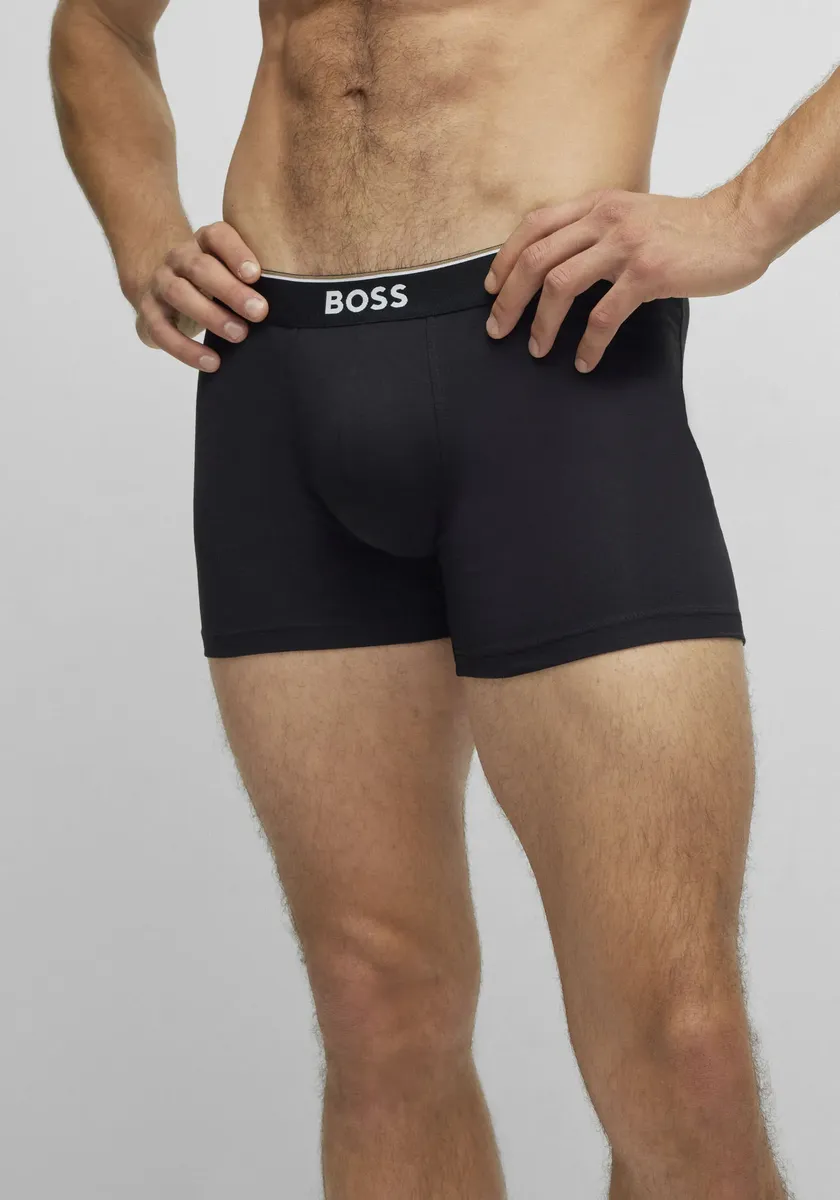 Длинные боксеры BOSS "Boxer Brief 3P" (3 шт. в упаковке) с тканым поясом соответствующего цвета, черный — фото 2
