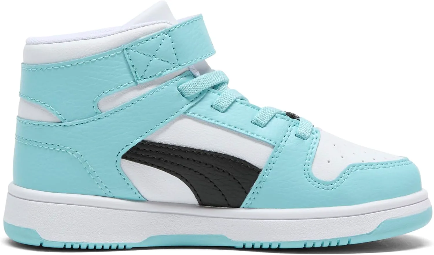 Кроссовки PUMA для детей Rebound Layup Mid на липучках, белый/черный — фото 4