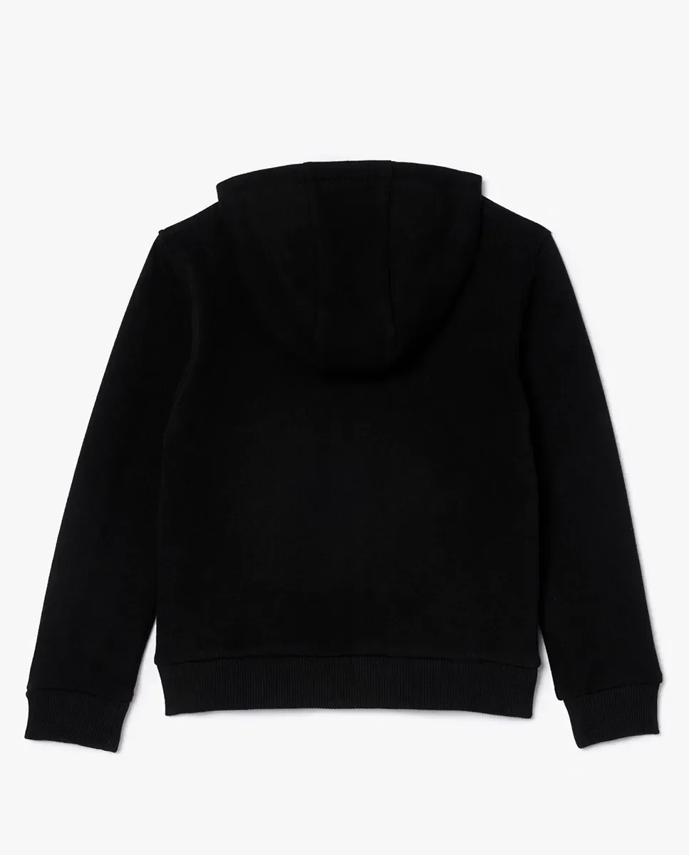 Флисовая толстовка с капюшоном и молнией Core для мальчика Lacoste, черный — фото 2