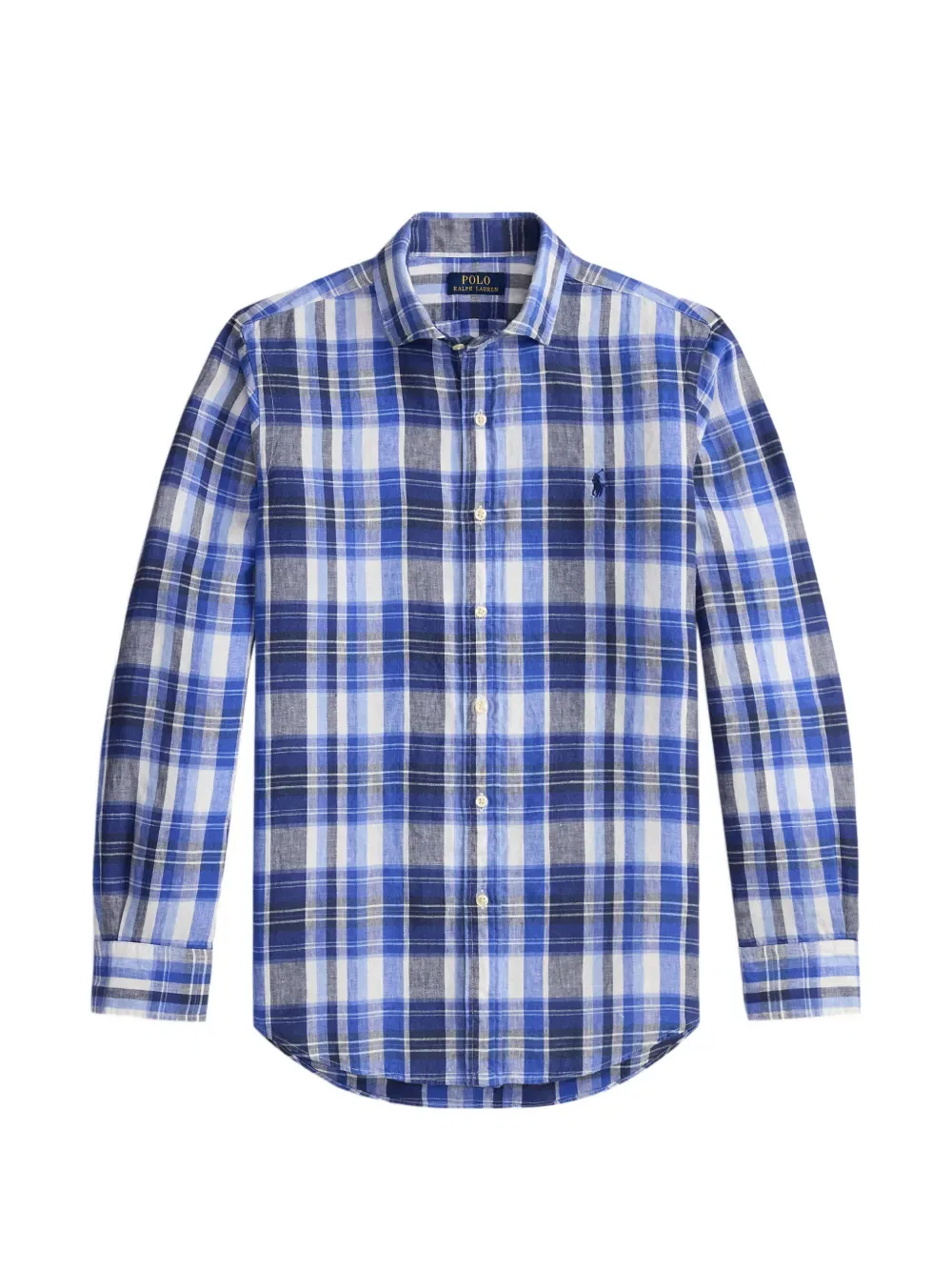 Льняная рубашка в клетку Polo Ralph Lauren, синий
